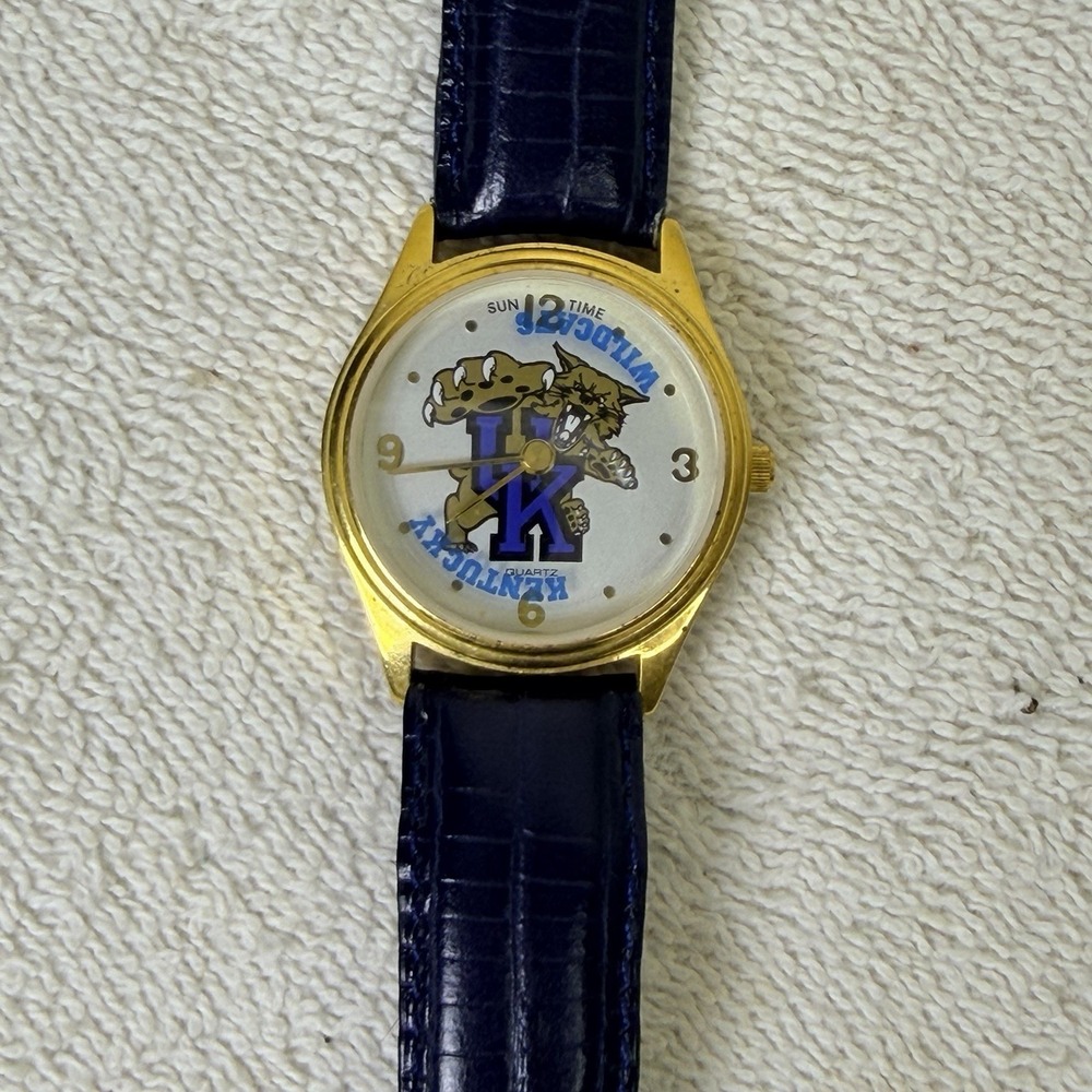 University of Kentucky Wildcats Basketball Football  Gold Tone Nelsonic Watch